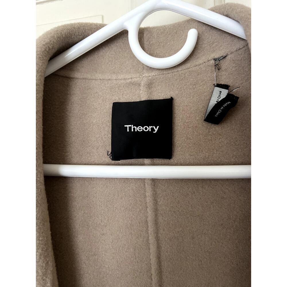 THEORY Shawl Collar Wool & Cashmere Coat Grey Oat (with flaws)- size large - Picture 3 of 8